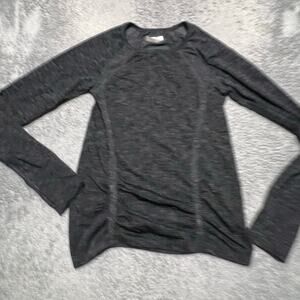 Athleta Shirt Womens Medium Fastest Track Ruched Long Sleeve Top Gray 724821